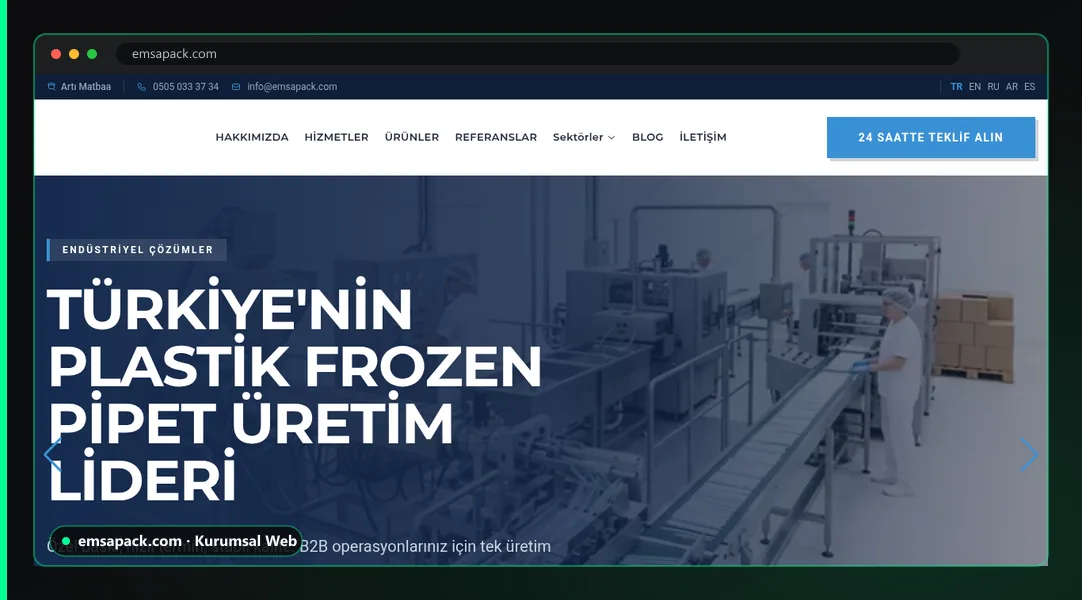 Emsa Pack kurumsal web sitesi