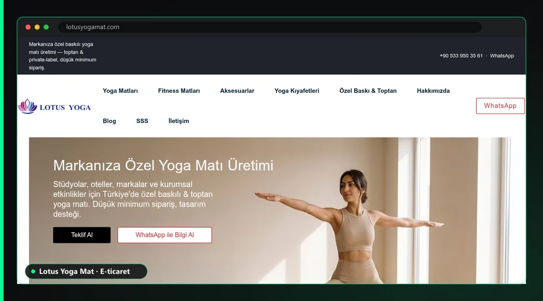 Lotus Yoga Mat e-ticaret sitesi